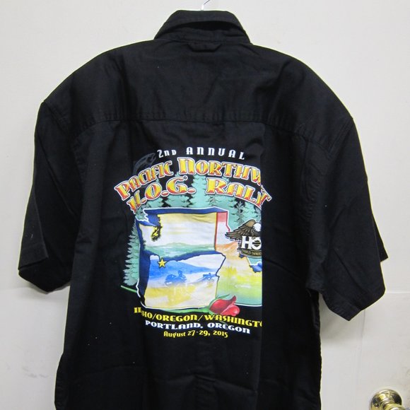 Harley Davidson 2nd Annual 2015 Pacific NW H.O.G. Rally Men's XXL Black Shirt - Picture 1 of 5